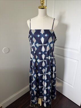 Banana republic Navy Blue Tie-Dye Midi Slip Dress